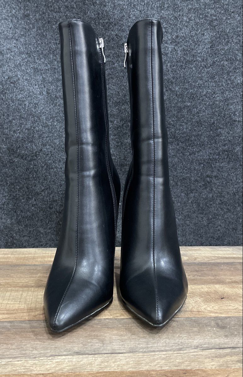 London Rag Black Faux Leather Pointed Toe Stiletto High Heel Boots Size 9