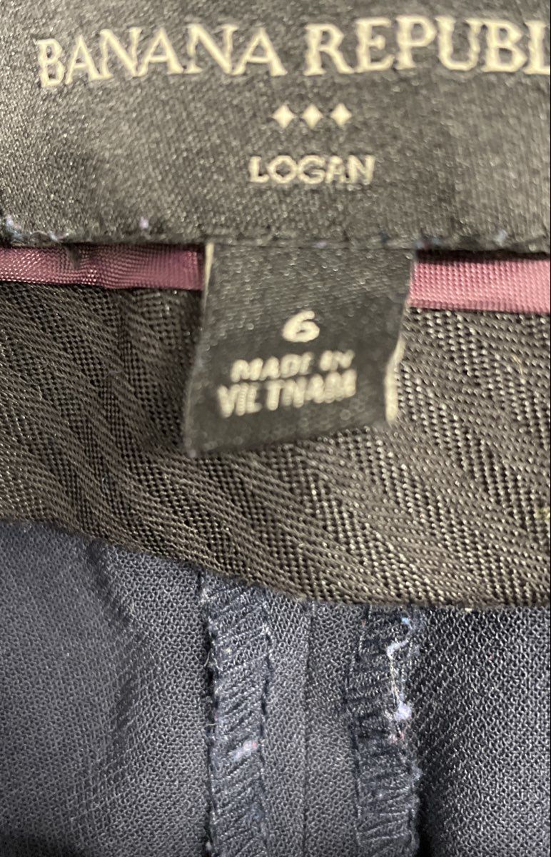 Banana Republic Women's Navy Logan Fit Tie Waist Seamed Trouser Sz 6