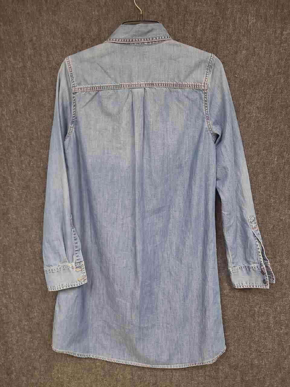 Lucky Brand Women's Light Wash Blue Denim Long Sleeve Shirt Dress Tunic Sz S