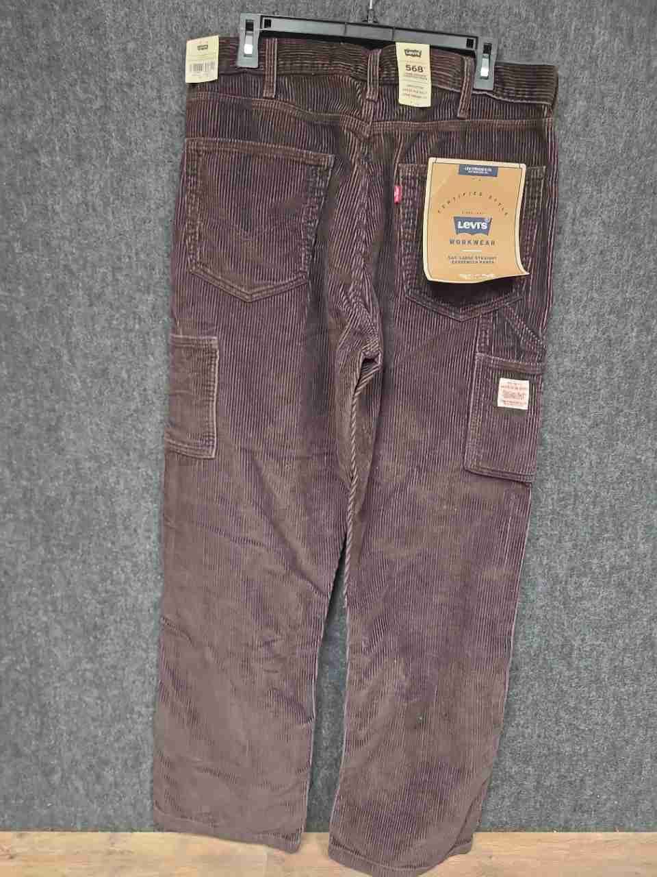 Levi's Men's 568 Loose Straight Carpenter Pants Brown Corduroy 33x32 NWT