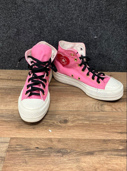 Converse Chuck Taylor All Star Lift Platform Pink Heart High Top Women's Size 6