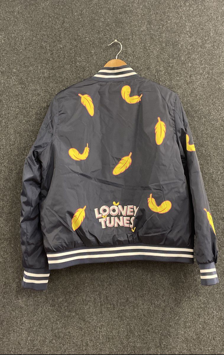 Members Only Men's Navy Looney Tunes Tweety Bird Graphic Bomber Jacket Sz XL