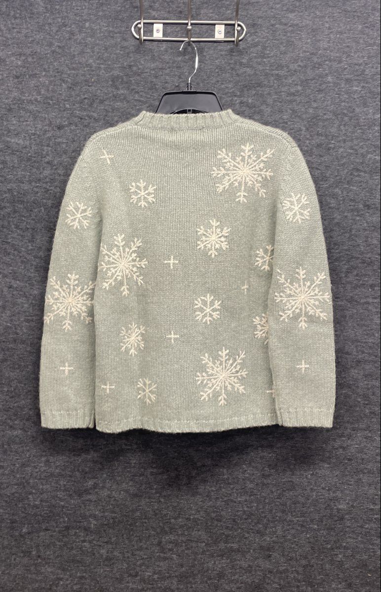 Vintage 90s Newton Trading Co Men's Green Shetland Wool Snowflake Sweater Sz M