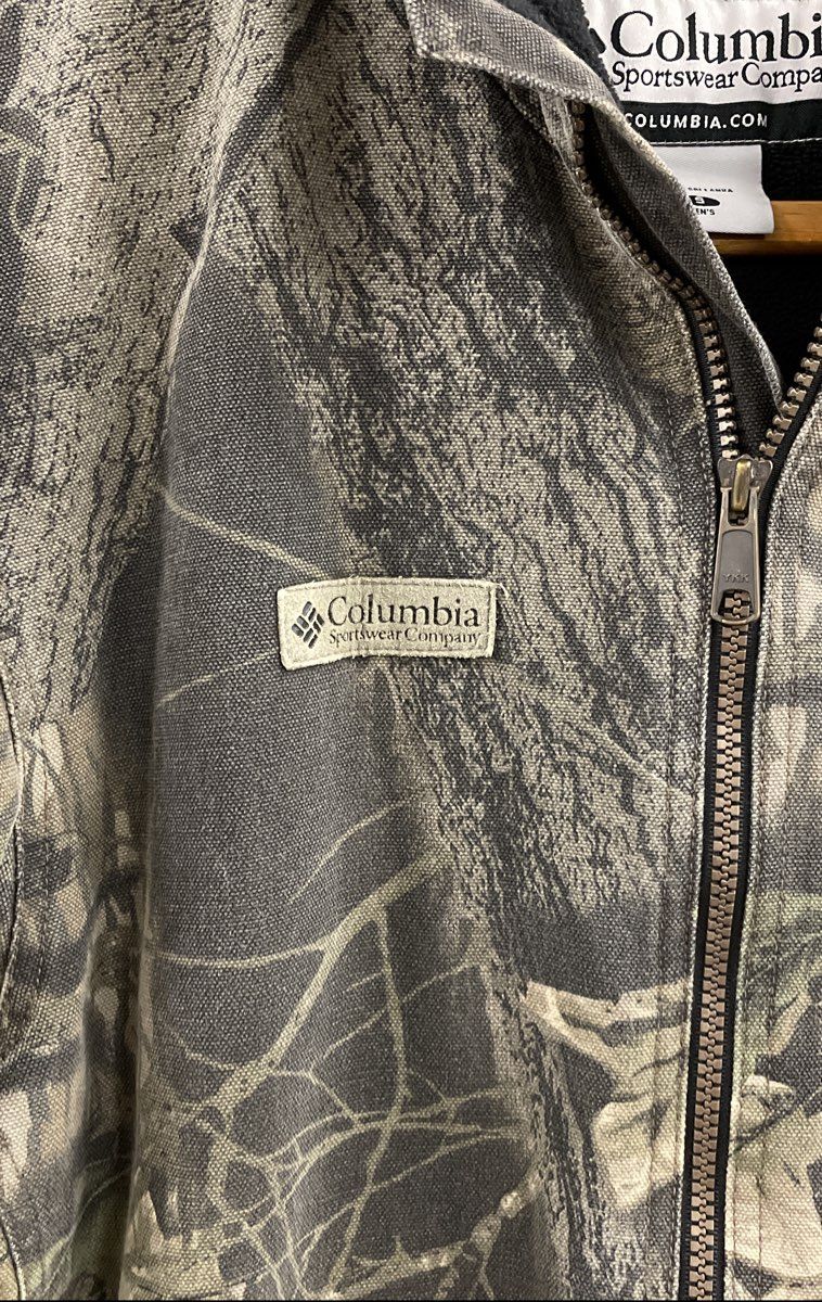 Columbia Men's Mossy Oak Camo Canvas Fleece Lined Hooded Work Jacket Sz S