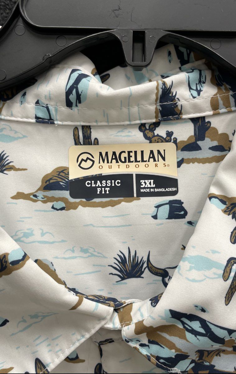 Magellan Outdoors Men's Hickory Canyon Desert Cactus Skull Print Shirt Sz 3XL