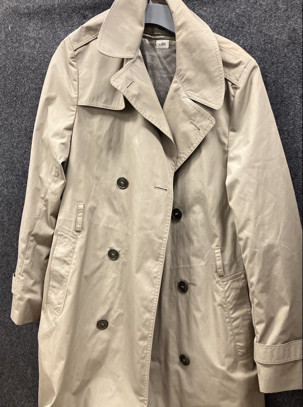 B.M. Grant Men's Military All Weather Overcoat Trench Beige Double Breasted 40XL