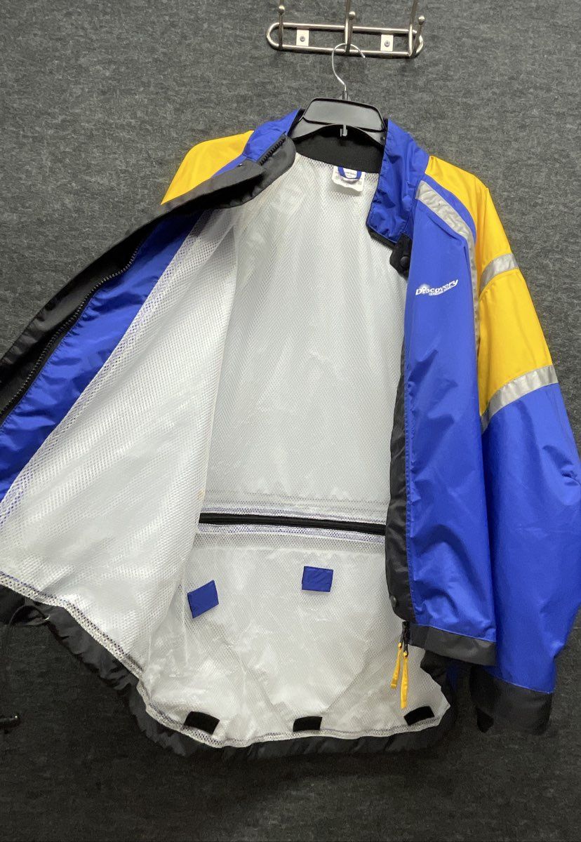 Discovery Cycling Gear Jacket XL Blue Yellow Reflective Nylon Full Zip Cycling