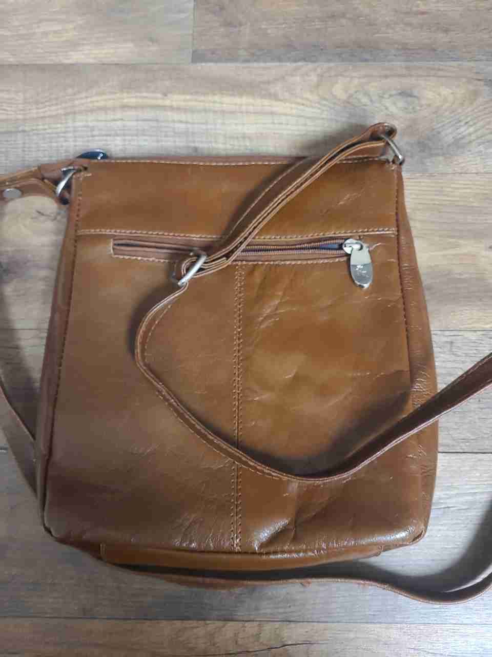 Ashwood Brown Leather Deer Logo Crossbody Messenger Bag Silver Hardware