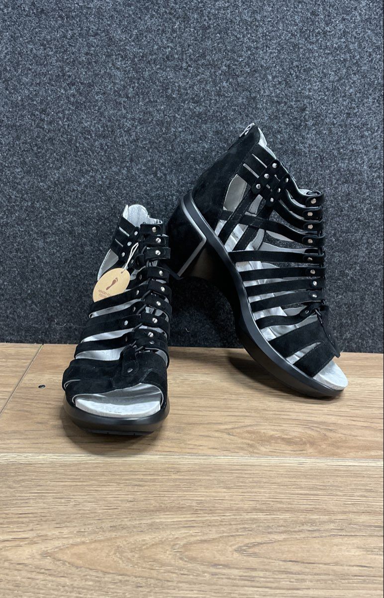 Jambu Sugar Too Black Suede Gladiator Heeled Sandals Women's Size 8 M NWT