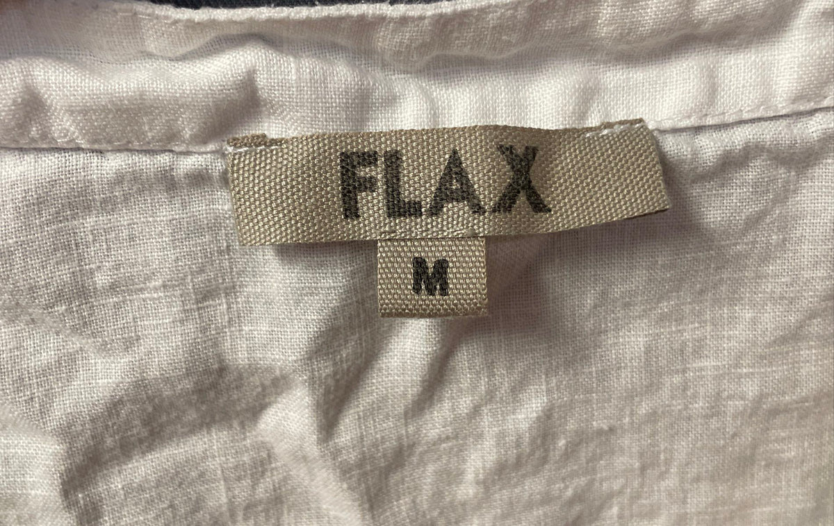 Flax Women's White Sleeveless 100% Linen V-Neck Tank Top Sz M