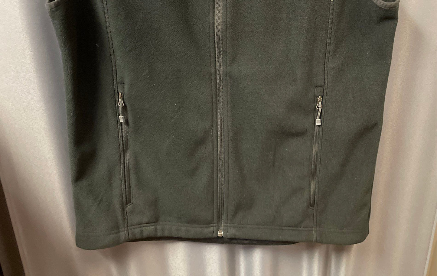 REI Men's Black Full Zip Fleece Vest Grid Lined Outdoor Layer Sz L