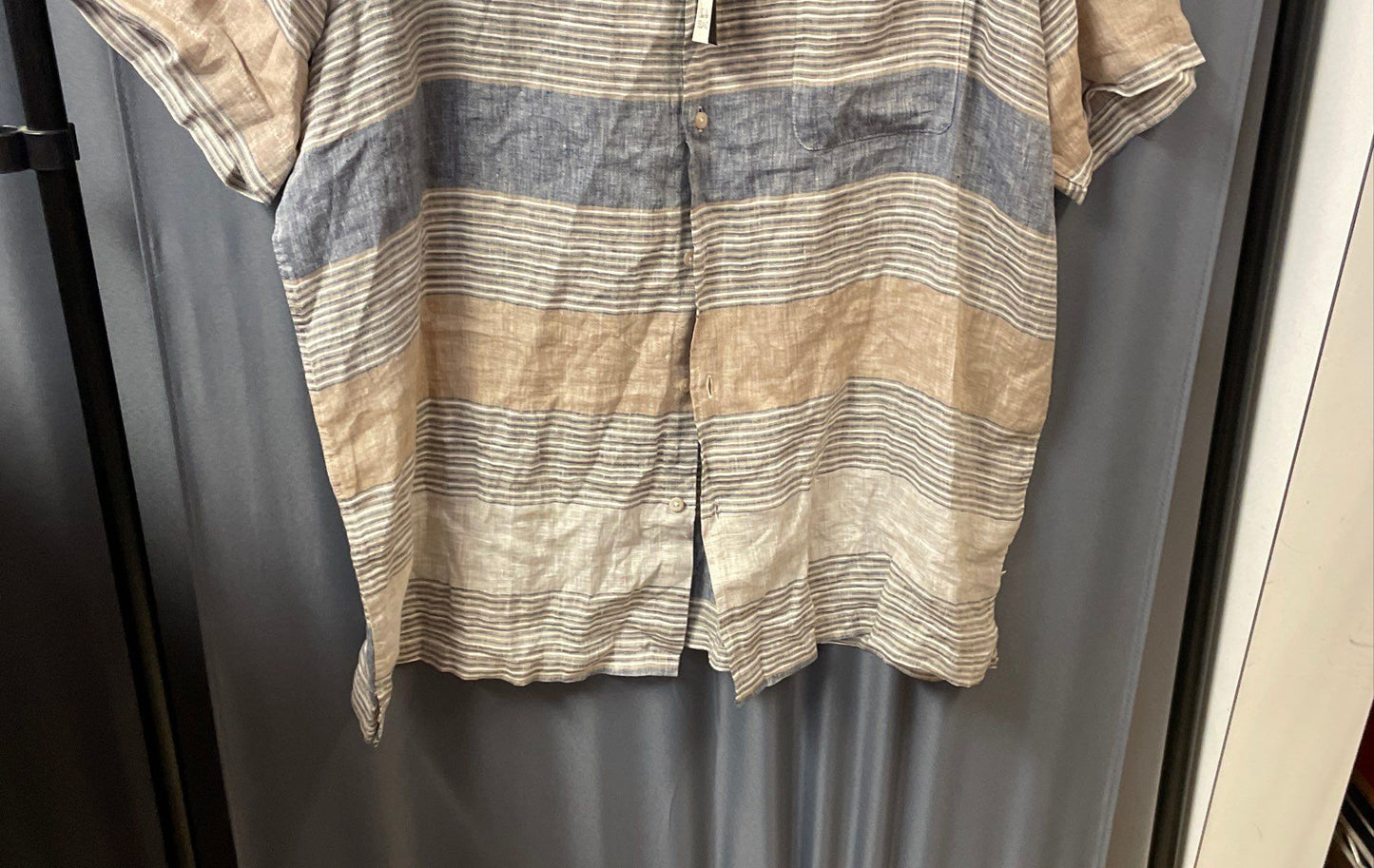 Tasso Elba Island Men's Multicolor Striped 100% Linen Short Sleeve Shirt NWT XXL
