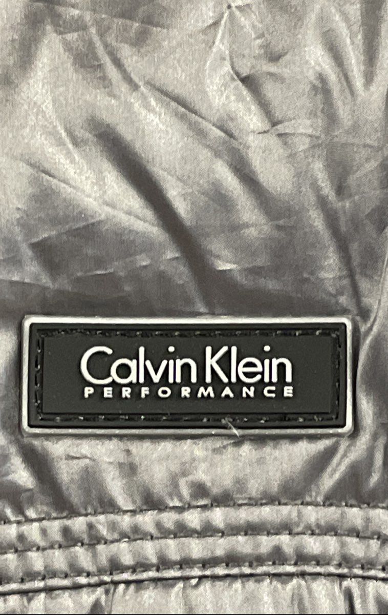 Calvin Klein Performance Women's Silver Metallic Down Puffer Vest Moto Zip Sz M