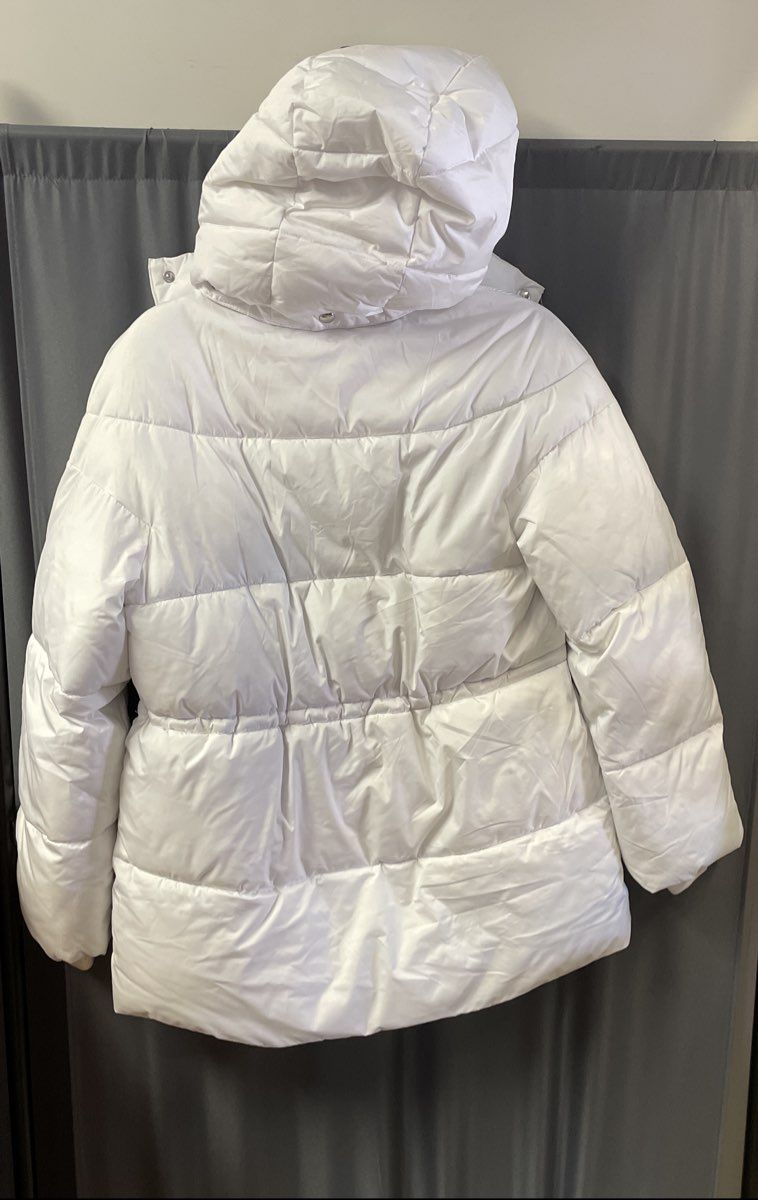 J. Crew Women's White Signature Puffer Jacket Hooded Water-Repellent Size S
