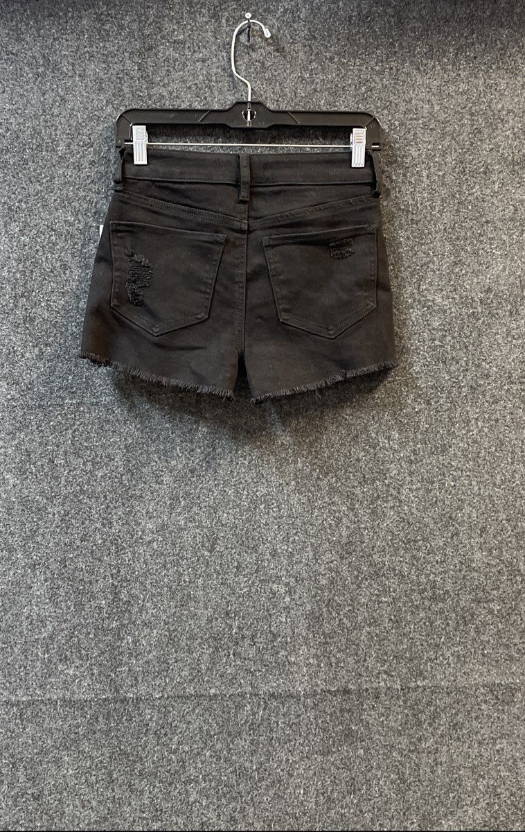 SO Women's High Rise Shortie Distressed Black Denim Shorts Sz 3/26W NWT