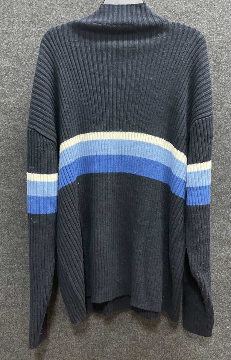 Vintage Y2K Rocawear Men's Navy Blue Striped Ribbed Knit Sweater Sz 3XL