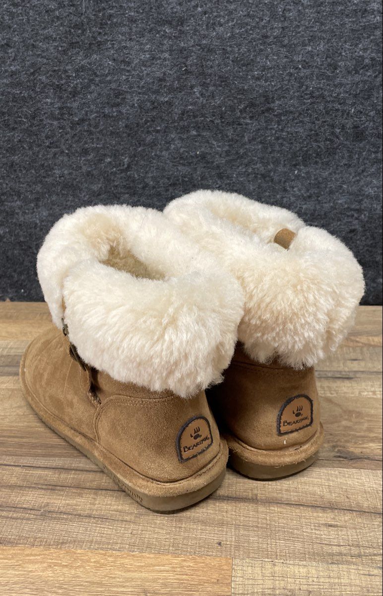 Bearpaw Abby Hickory Brown Suede Fur Lined Boots Women's Size 9