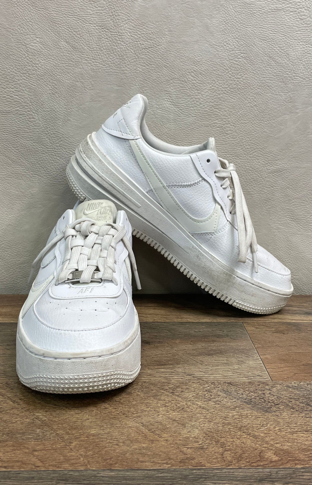 Nike Air Force 1 PLT.AF.ORM Triple White Women's Platform Sneakers Size 8