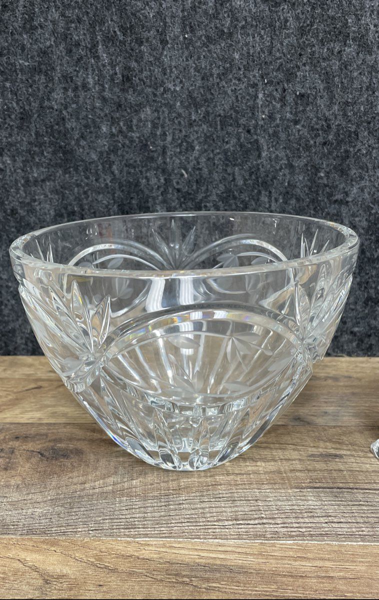 Crystal Glassware 4 Piece Lot Gorham Sugar Creamer Mikasa Vase Bowl Vintage