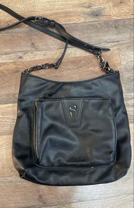 Simply Vera Vera Wang Black Crossbody Bag Chain Accent Shoulder Purse