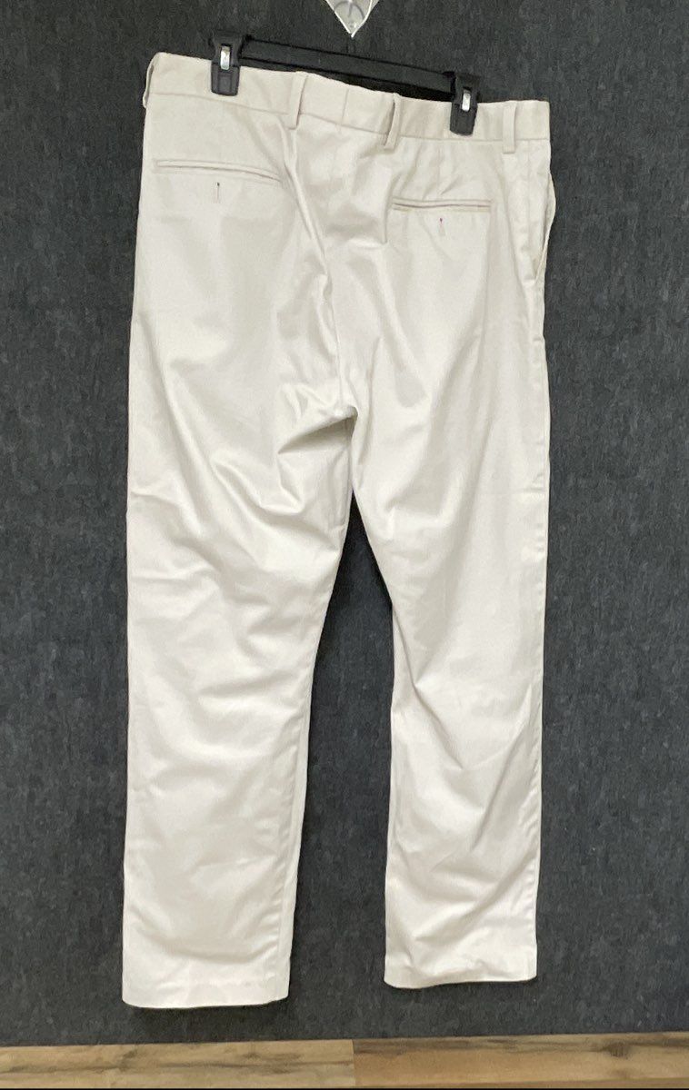 Nordstrom Men's Shop Smartcare Straight Fit Off-White Cotton Khakis Sz 36x32