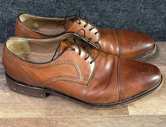 Johnston & Murphy Conard Brown Leather Cap Toe Brogue Derby Shoes Men's Size 9