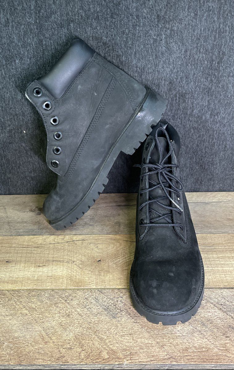 Timberland 6 Inch Premium Waterproof Black Nubuck Boots Size 4.5