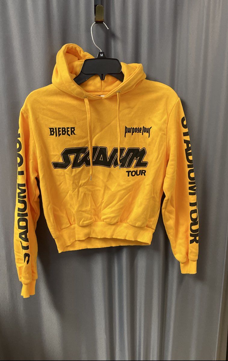 H&M Divided Justin Bieber Purpose Stadium Tour Pullover Hoodie Yellow Sz S