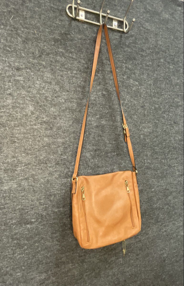 Browning Tan Brown Buckmark Logo Faux Leather Crossbody Messenger Flap Bag