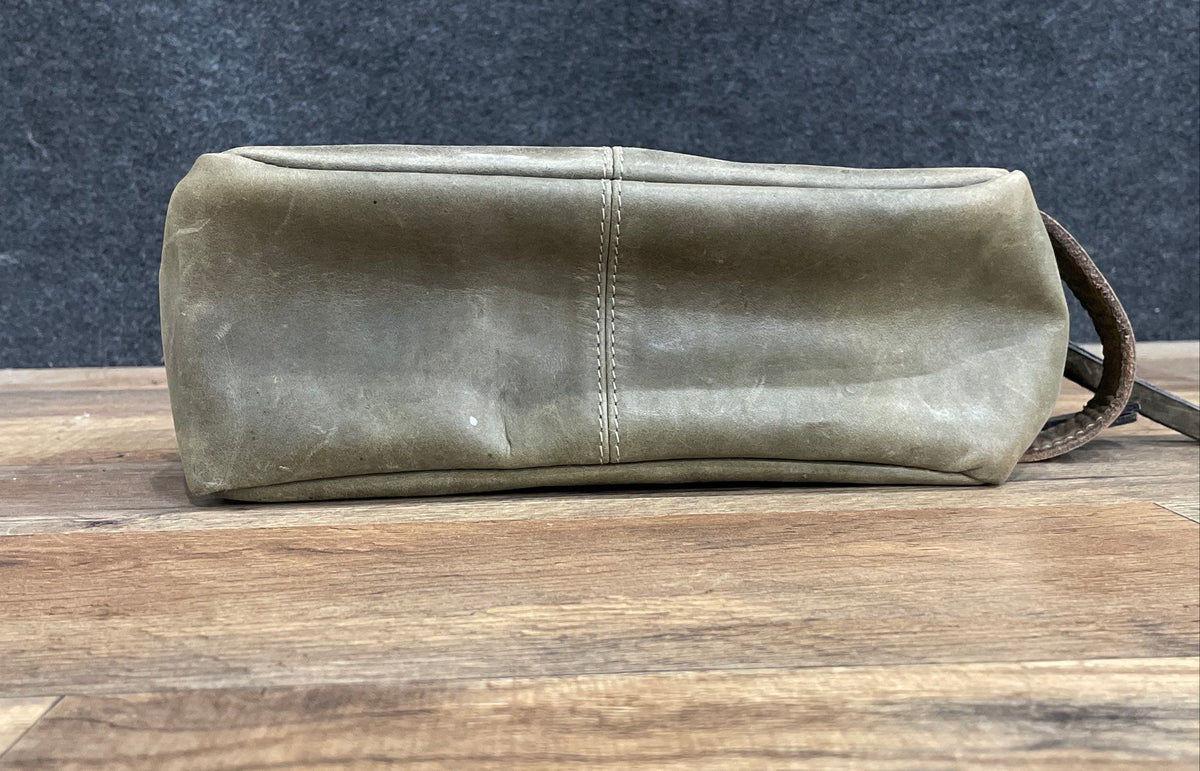 Marc New York MNY Grey Leather Dopp Kit Toiletry Bag Travel Organizer Pouch