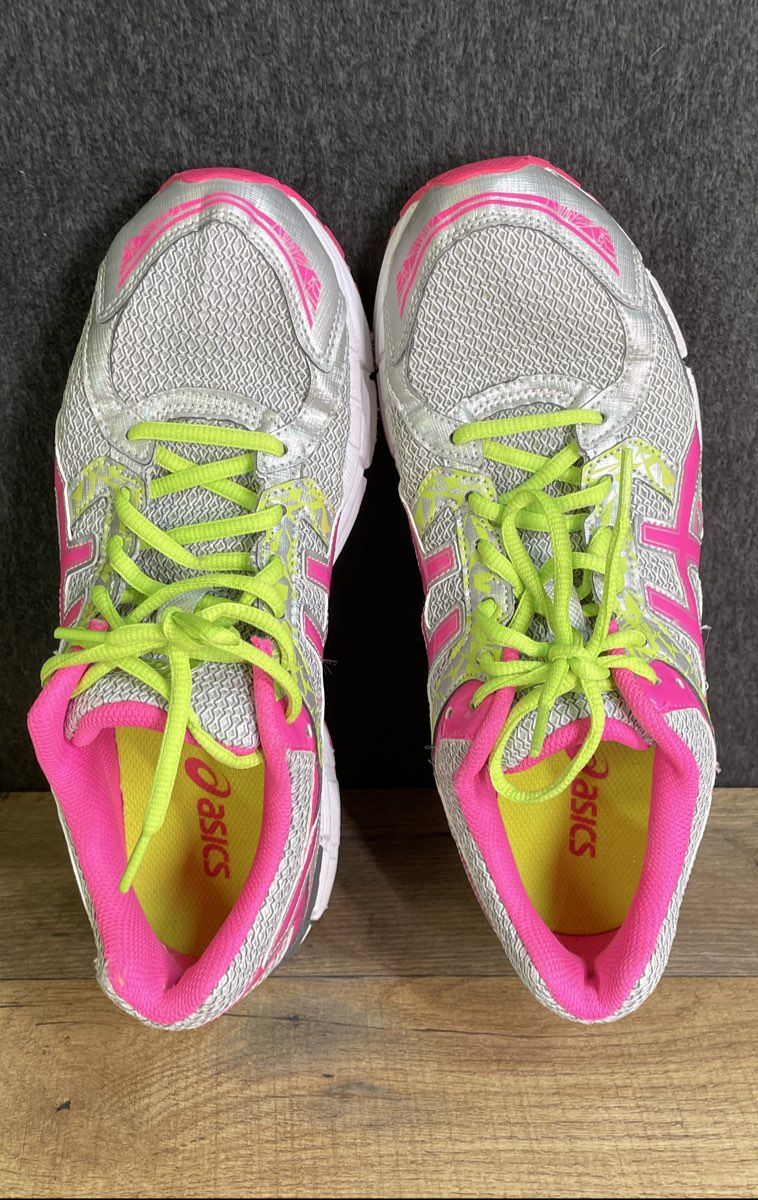 Asics Gel Excite 3 Pink Silver Lime Green Running Shoes Women's Size 10