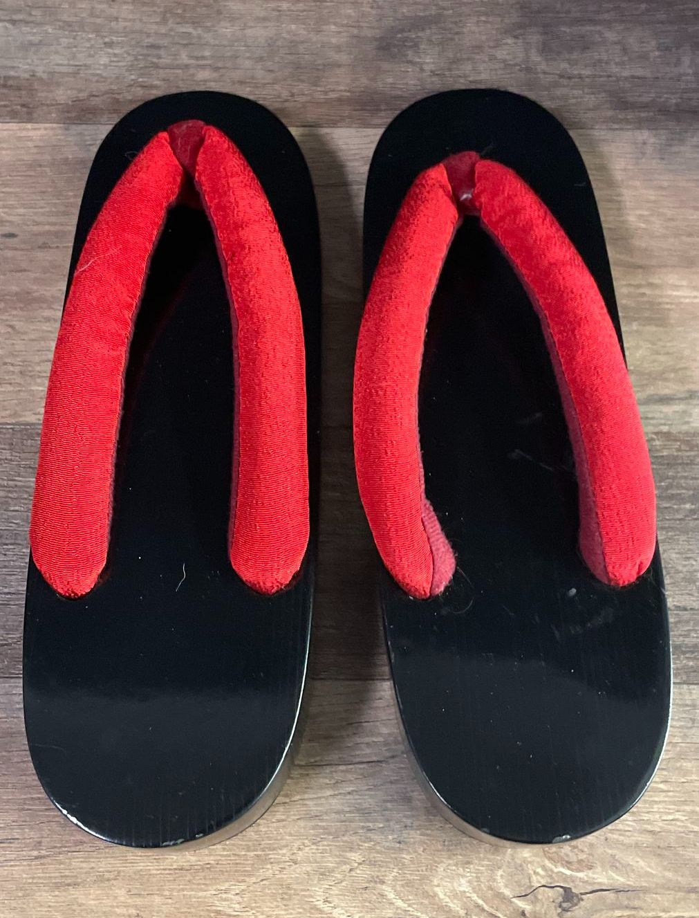 Niwayuki Japanese Wooden Geta Clogs Black Red Hanao Sandals Size 25.5