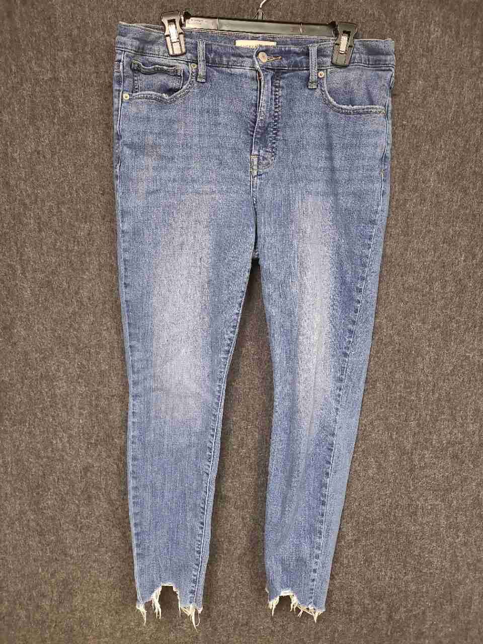 Lucky Brand Women's Medium Wash Frayed Raw Hem Skinny Jeans Size 14/32 A