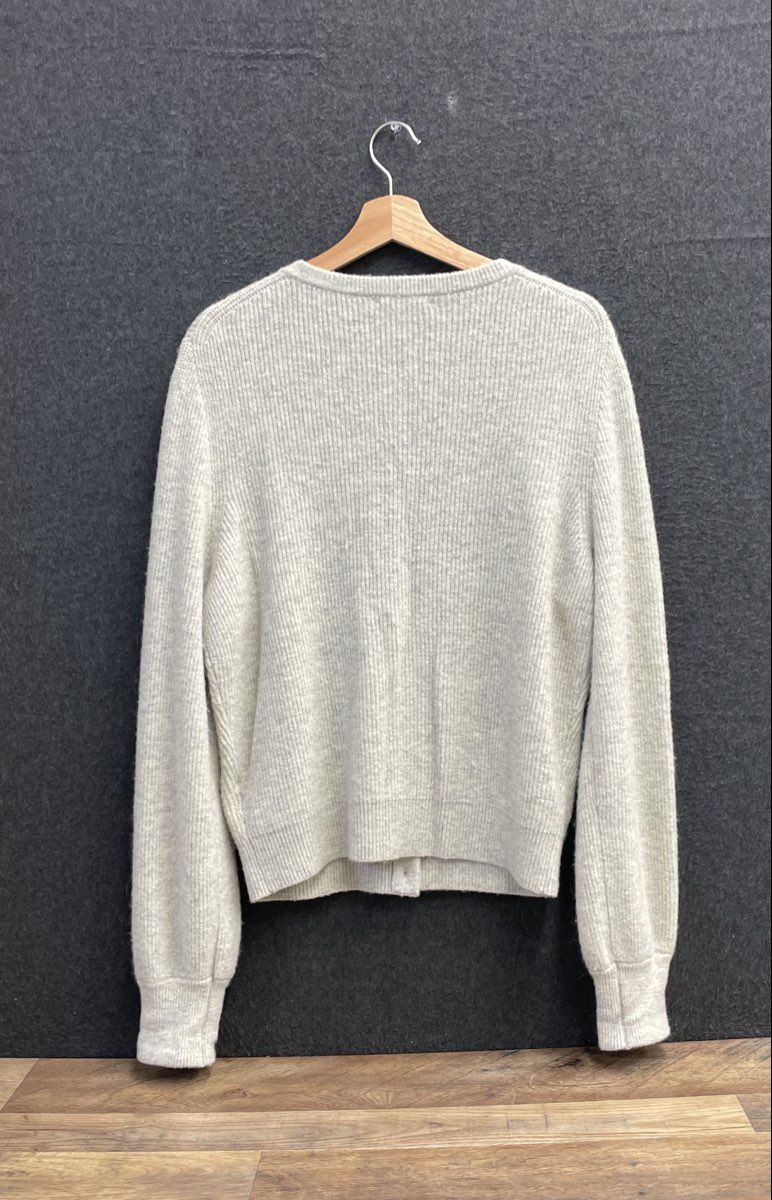 J. Crew Women's Cardigan Gray Wool Alpaca Blend Jeweled Button Ribbed Size L