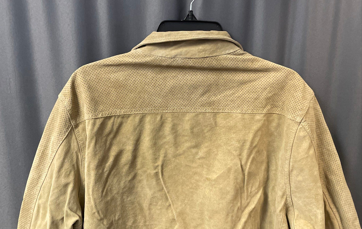 Calvin Klein Men's Tan Suede Perforated Full Zip Jacket Sz XL