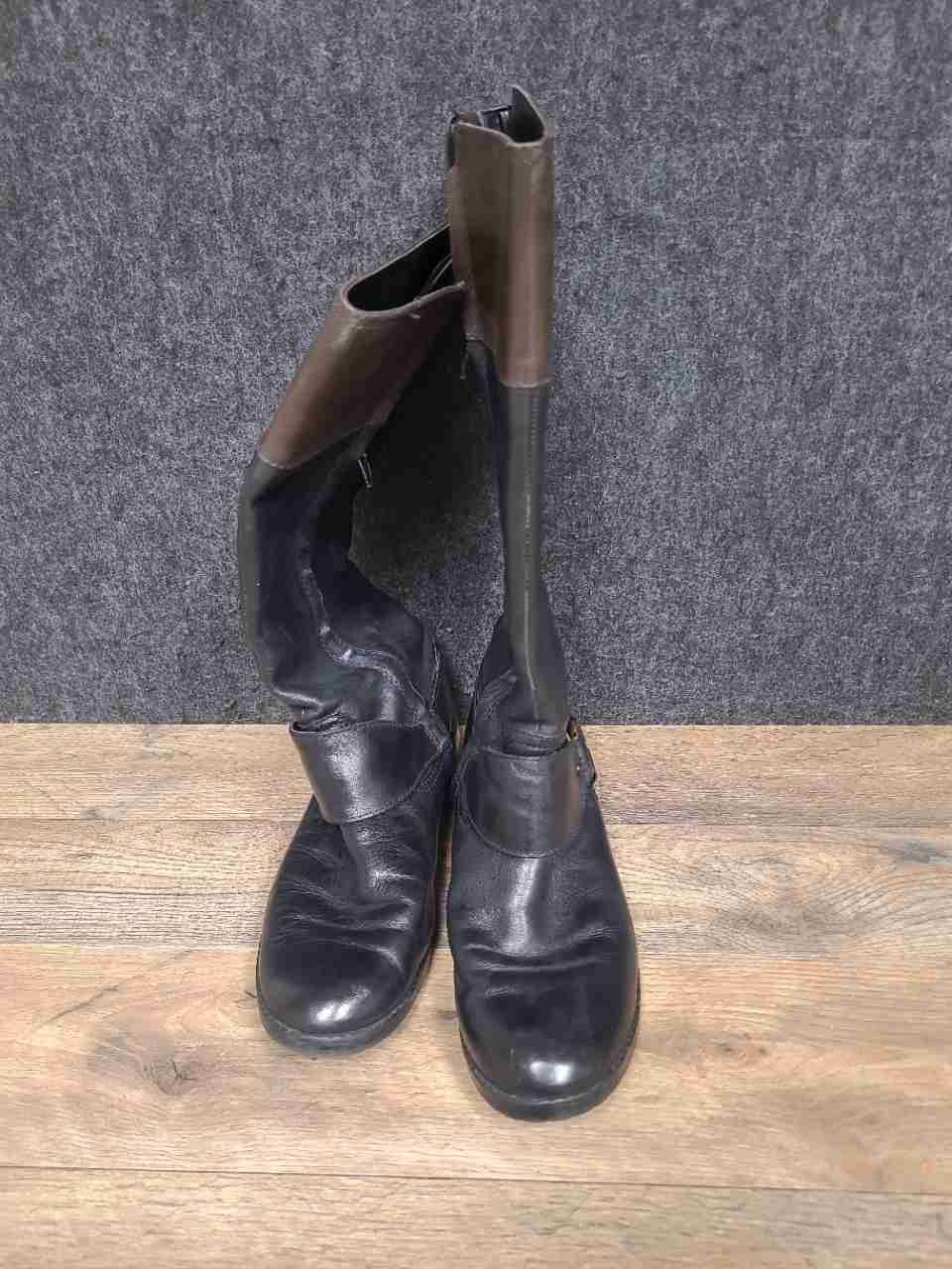 Lauren Ralph Lauren Two-Tone Black Brown Leather Riding Boots Women's Size 8M