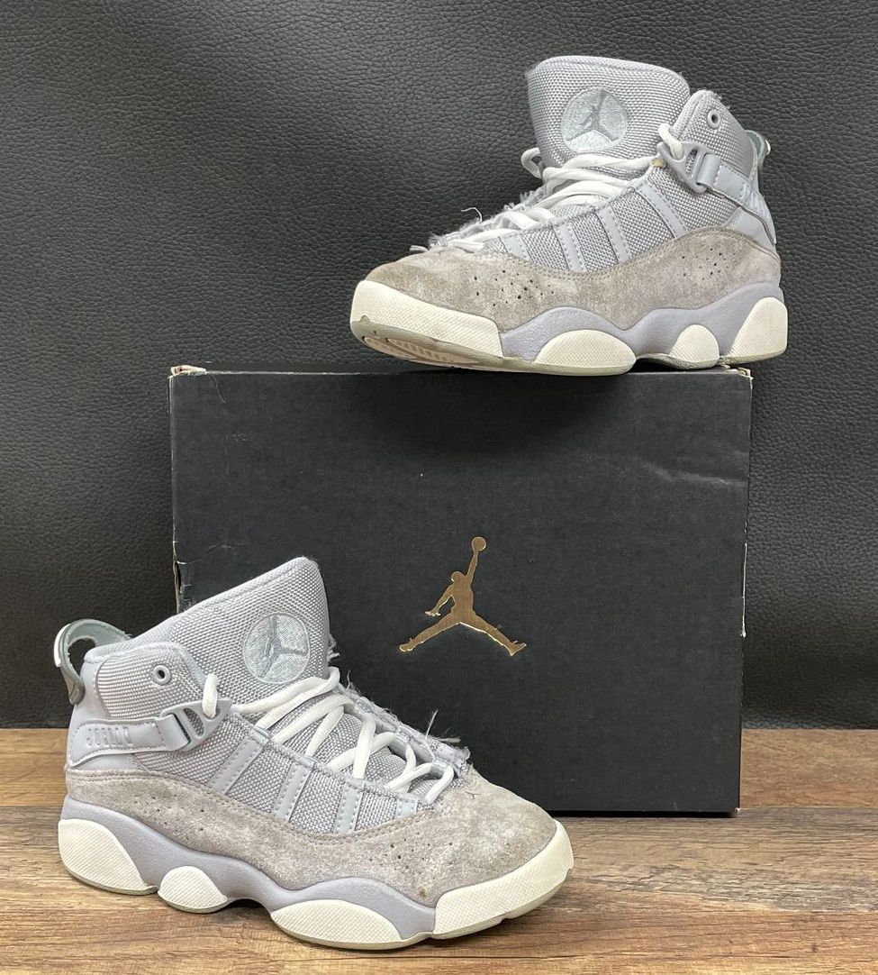 Jordan 6 Rings 'Wolf Grey/White/Cool Grey' Sneakers Youth size 2Y *IOB*