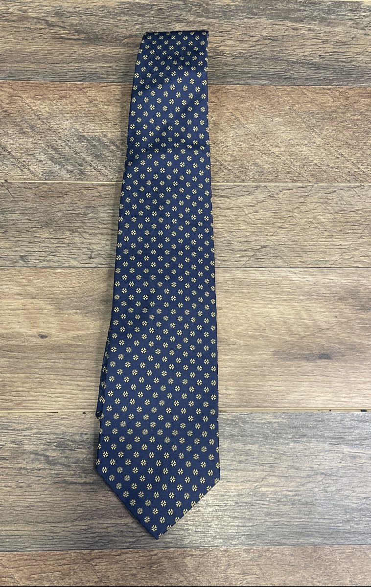 Brooks Brothers Men's Silk Ties Lot of 2 Navy Medallion Yellow Repp Stripe USA