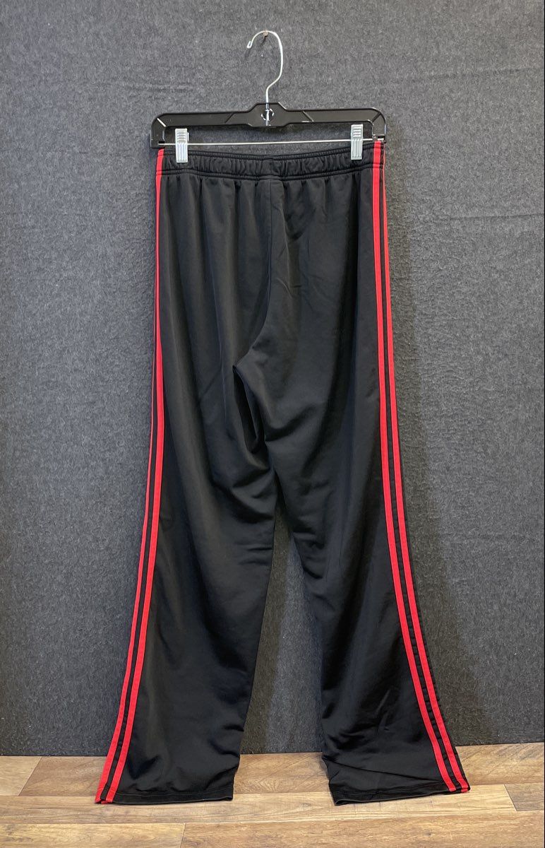 Adidas Men's Black Red 3-Stripes Track Pants Recycled Polyester Sz M