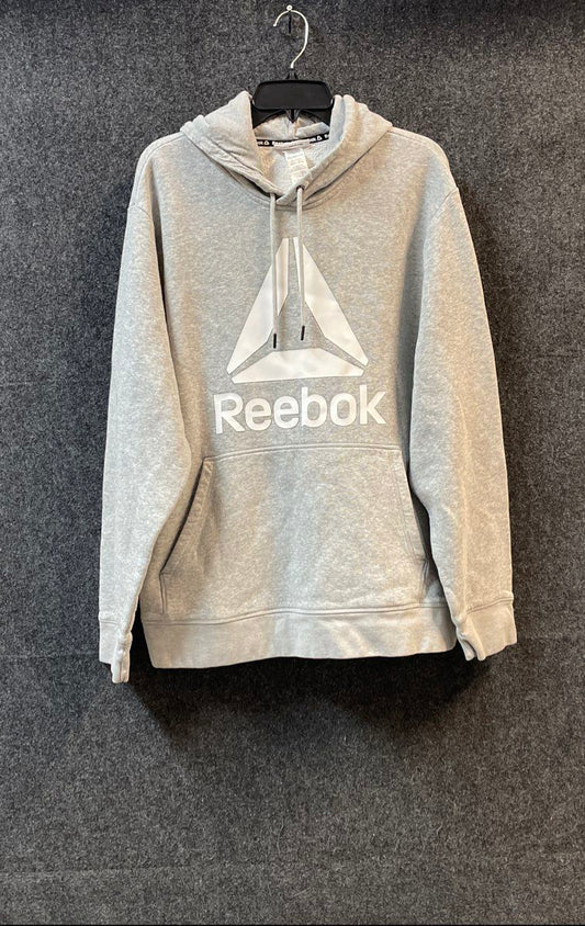 Reebok Men's Gray Graphic Logo Pullover Hoodie Sweatshirt Sz 2XL