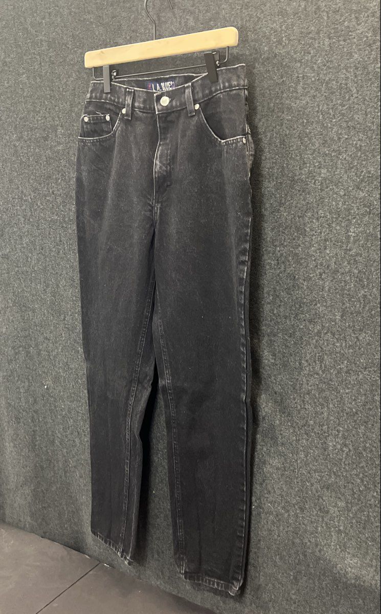 Vintage 90s L.A. Blues Women's High Rise Tapered Black Acid Wash Jeans Sz 10