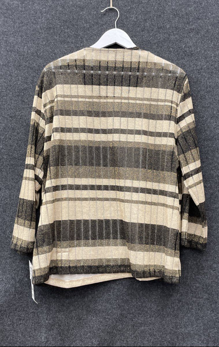 Alfred Dunner Women's Gold Black Stripe Metallic Cardigan Top Set NWT Sz 1X