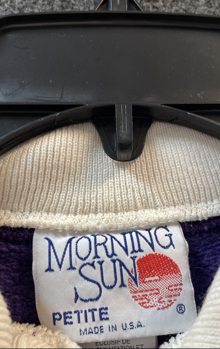 Morning Sun Women's Purple Vintage 90s Birdhouse Tweet of Dreams Sweater Sz SP
