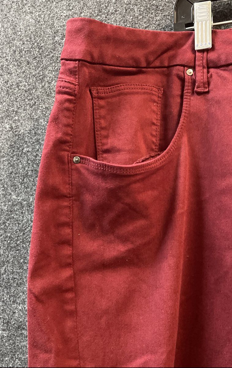 Kut From The Kloth Women's Maroon High Rise Meg Fab Ab Wide Leg Raw Hem 24W NWT