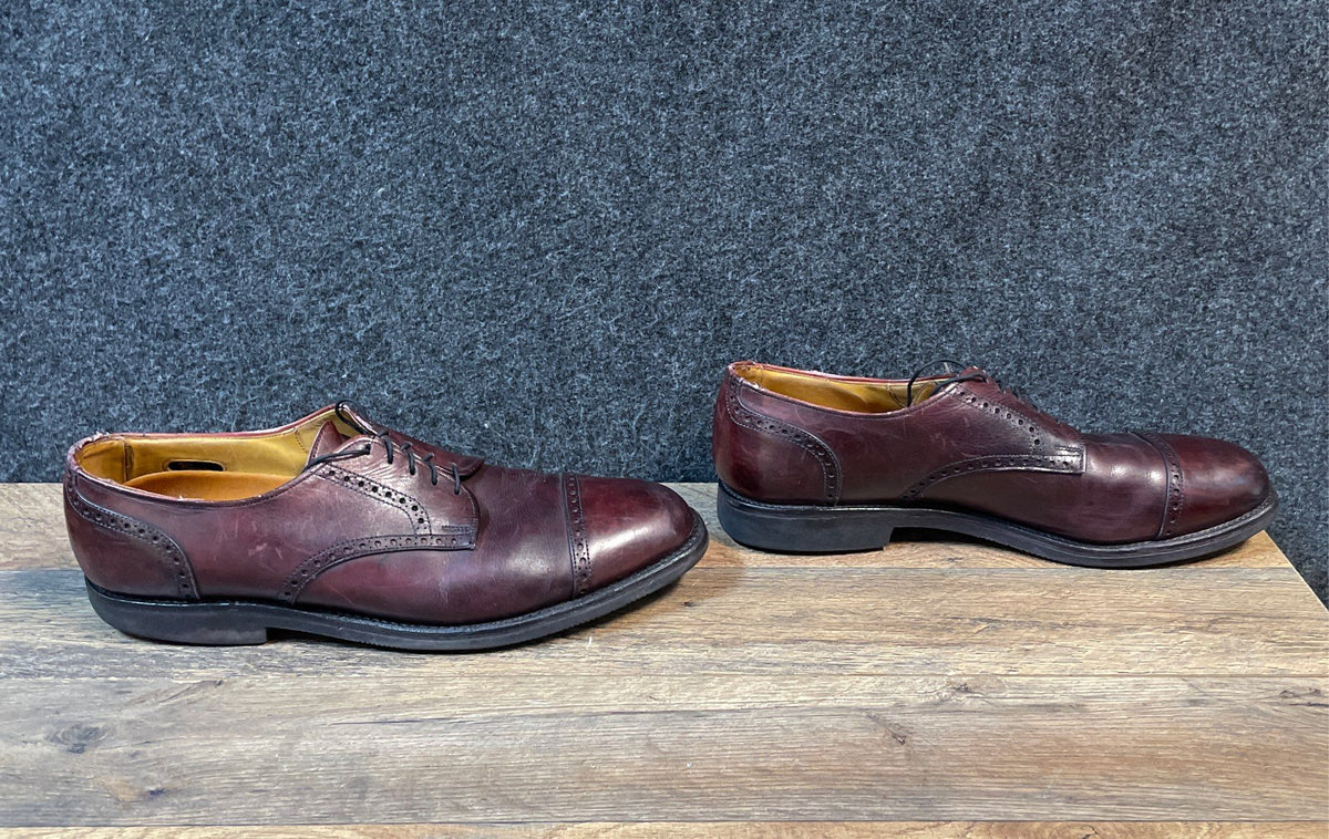 Allen Edmonds San Marco Burgundy Leather Cap Toe Derby Shoes Size 13 AA
