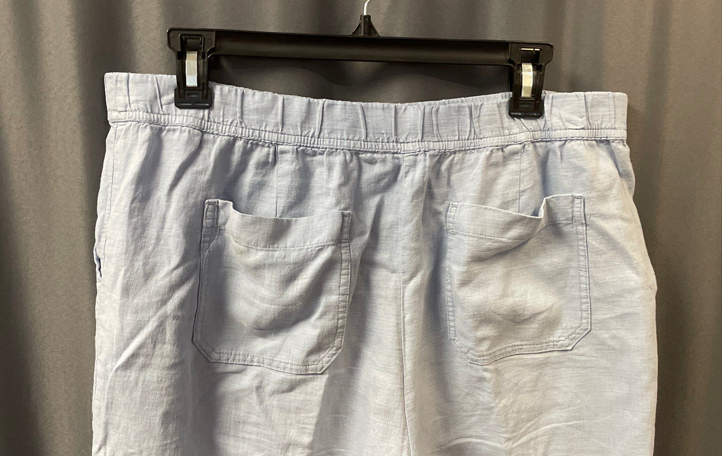 Purejill Women's Blue Linen Tencel Blend Wide Leg Crop Pants Sz MP
