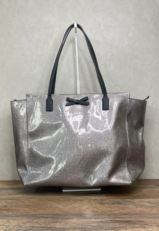 Kate Spade Silver Glitter Mavis Street Taden Tote Bag Large Bow Detail