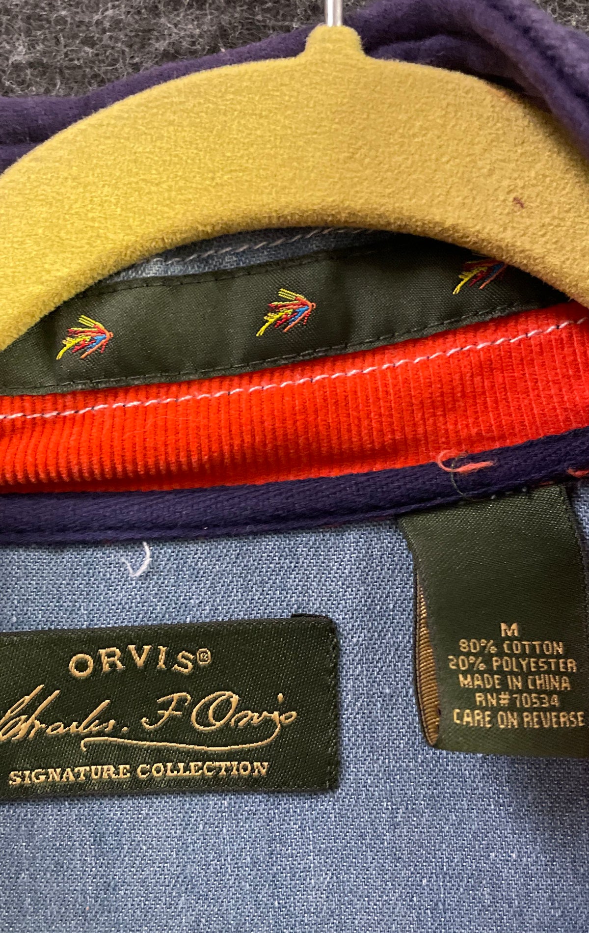 Orvis Men's Signature Collection Purple Quarter Zip Snap Mock Neck Pullover Sz M