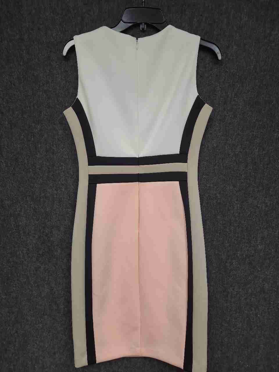 Calvin Klein Women's Colorblock Sleeveless Sheath Dress Pink White Black Sz 6