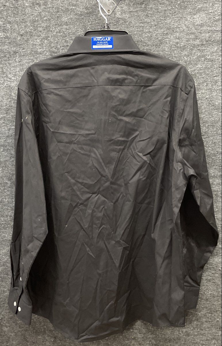 Haggar Men's Black Dress Shirt Classic Fit Stretch 16-16.5 34-35 NWT